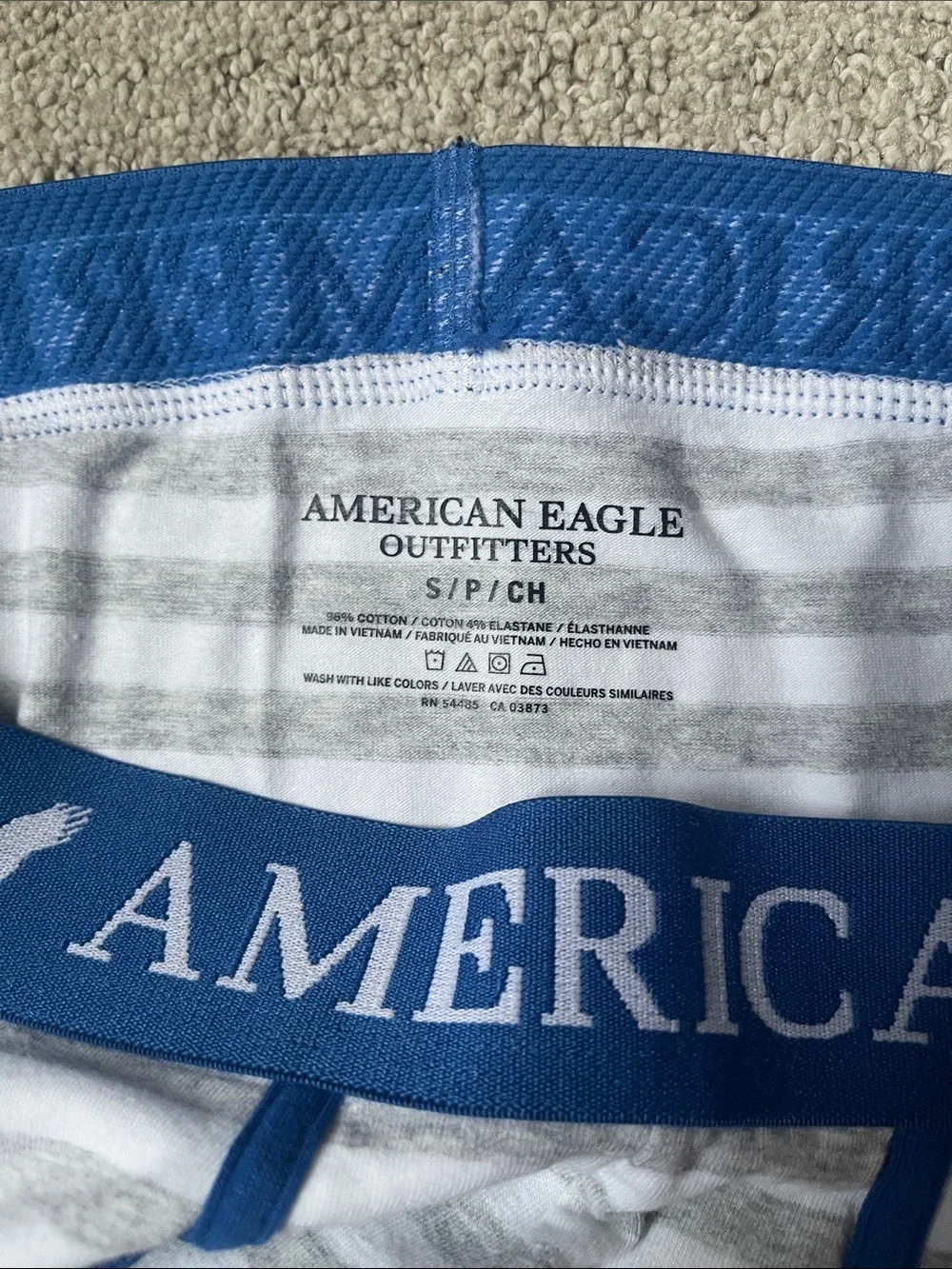 American Eagle Outfitters White & Blue Striped Boxer Briefs